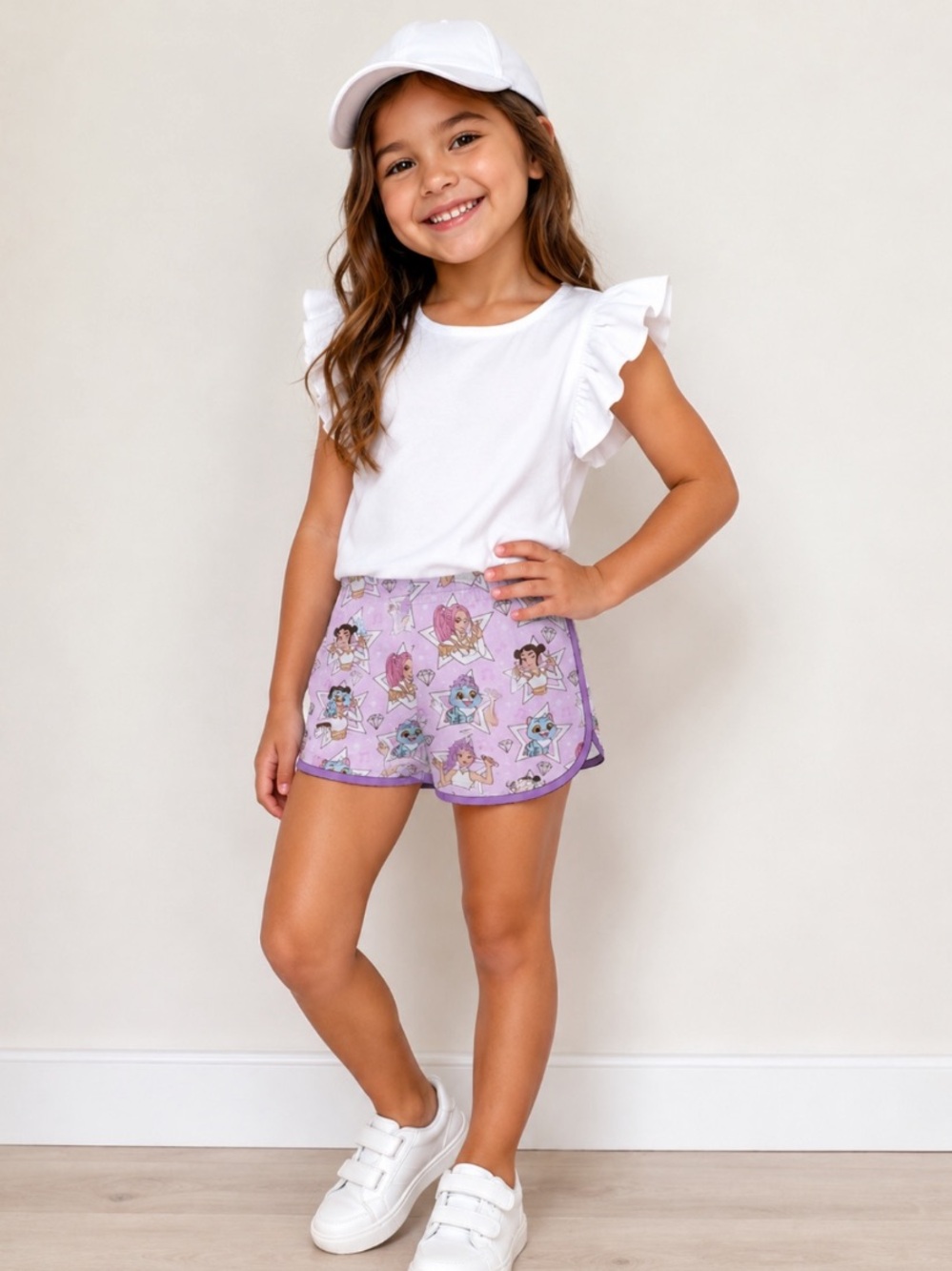 New‎ Boutique K-Pop Demon Hunters Huntrix Lavender Print Shorts Rumi Mira Zoey